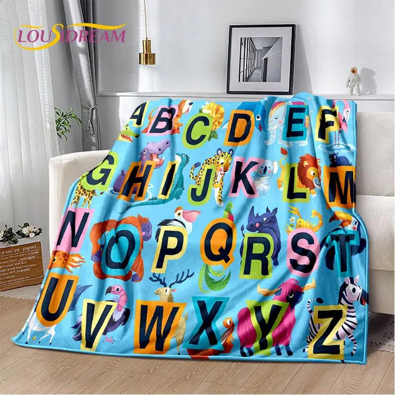 

ABC Cartoon Alphabet Kids Education Soft Plush Flannel Throw Blanket for Living Room Bedroom Sofa 100x150cm