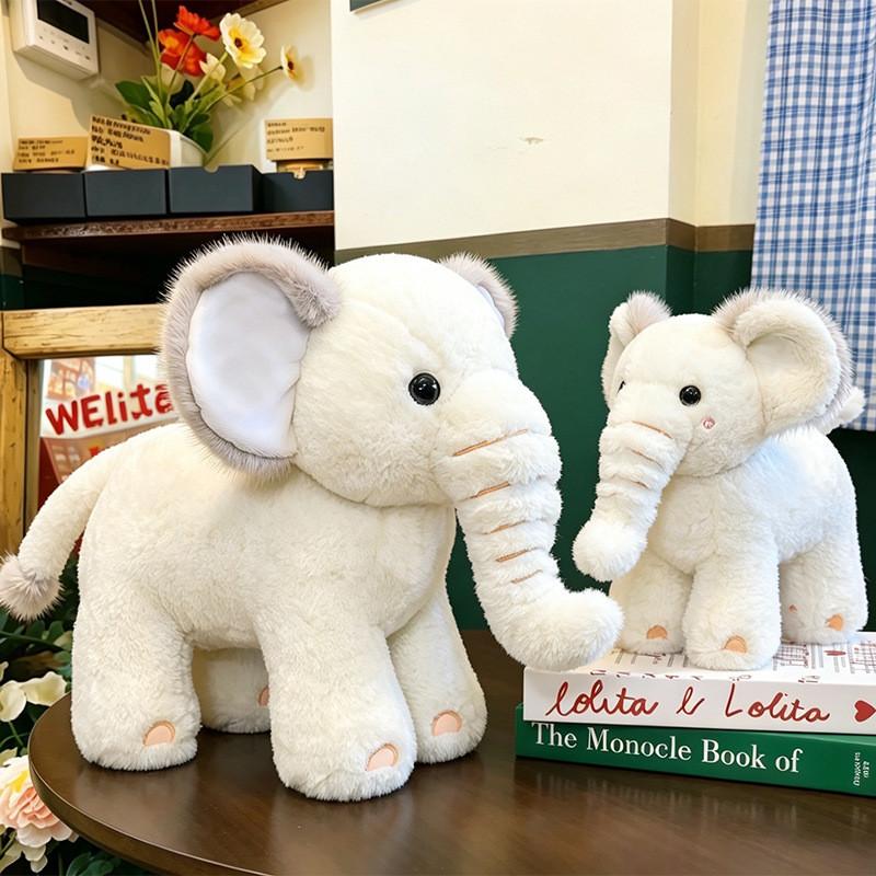 Cute Cream Elephant Plush Toy For Kids Girls Boys Gift With Pp Cotton Filling