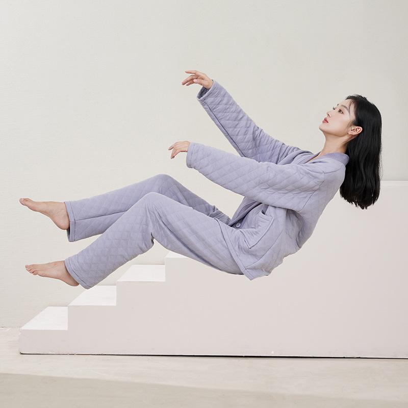 Women's Quilted Cotton Pajamas - Thick, Warm, Large Sizes for Spring, Autumn, and Winter
