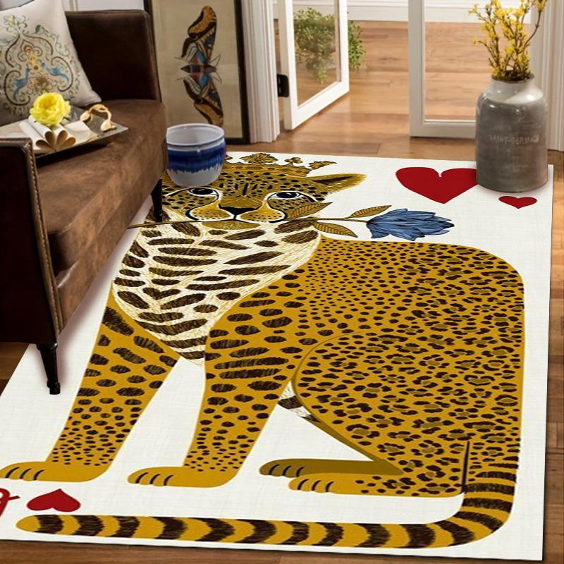 

American Retro Animal Carpet for Living Room Easy Clean Soft High-end and Classy Bedroom Rug Non-slip Lint-free Luxury Floor Mat 60x90cm