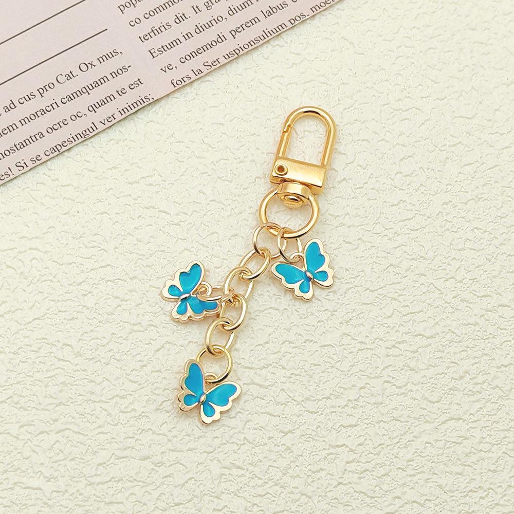 Colorful Butterfly Oil Drip Keychain Pendant for Creative DIY Alloy Earphone Case Packaging Ornaments