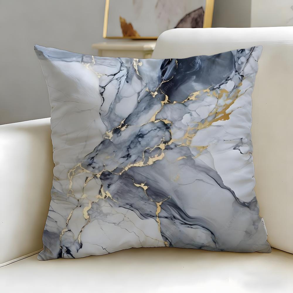 art theme Minimalist Marble Patterned Cushion Cover Soft  EasyWash Pillow Case  Versatile for Couch Bed Travel and Office