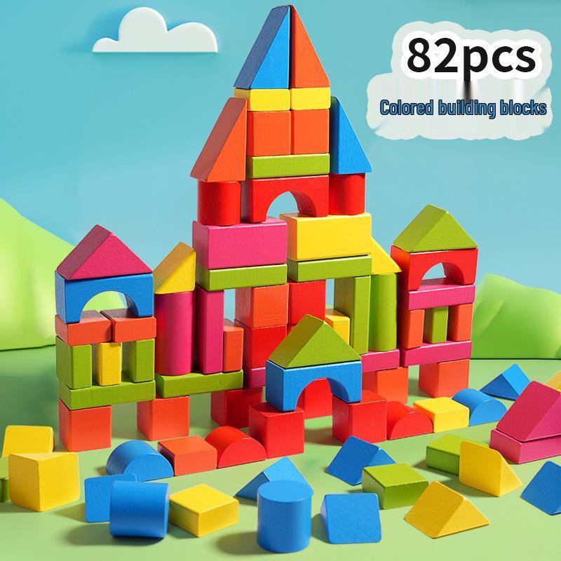 Beech Wood Building Blocks for Toddlers and Children Ages 3-6 – Unpainted, Solid, Chewable Educational Toy