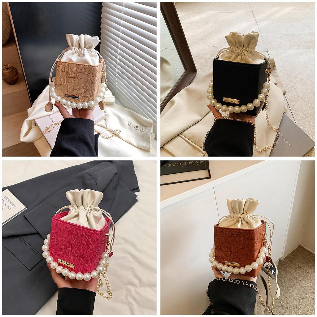 Pearl Water Bucket Bag For Women With Pu Material And Stylish Design For Daily Use