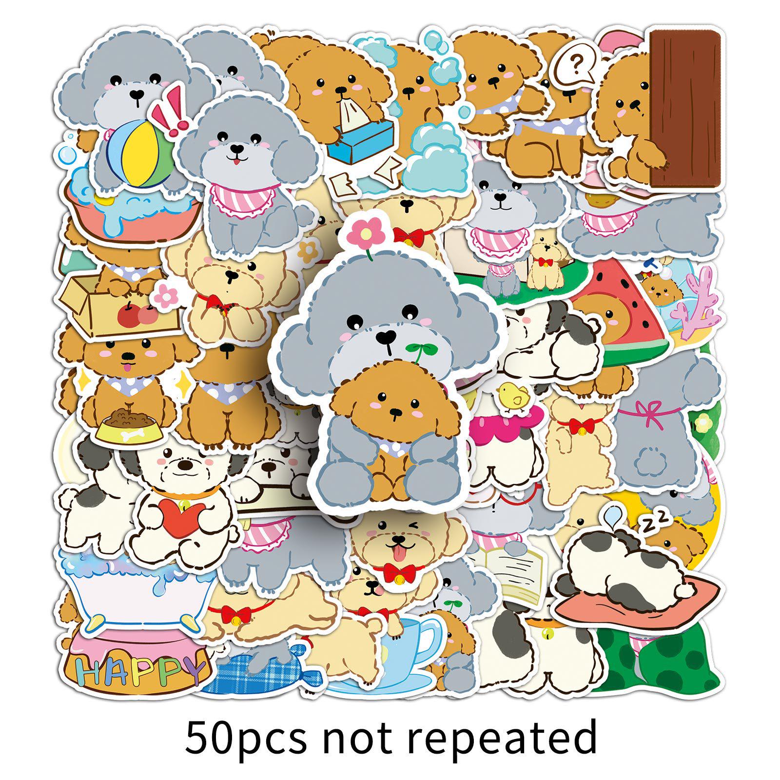 50 Cute Cartoon Dog Animal Stickers - Waterproof Decorative for Bottles Journals (50pcs)