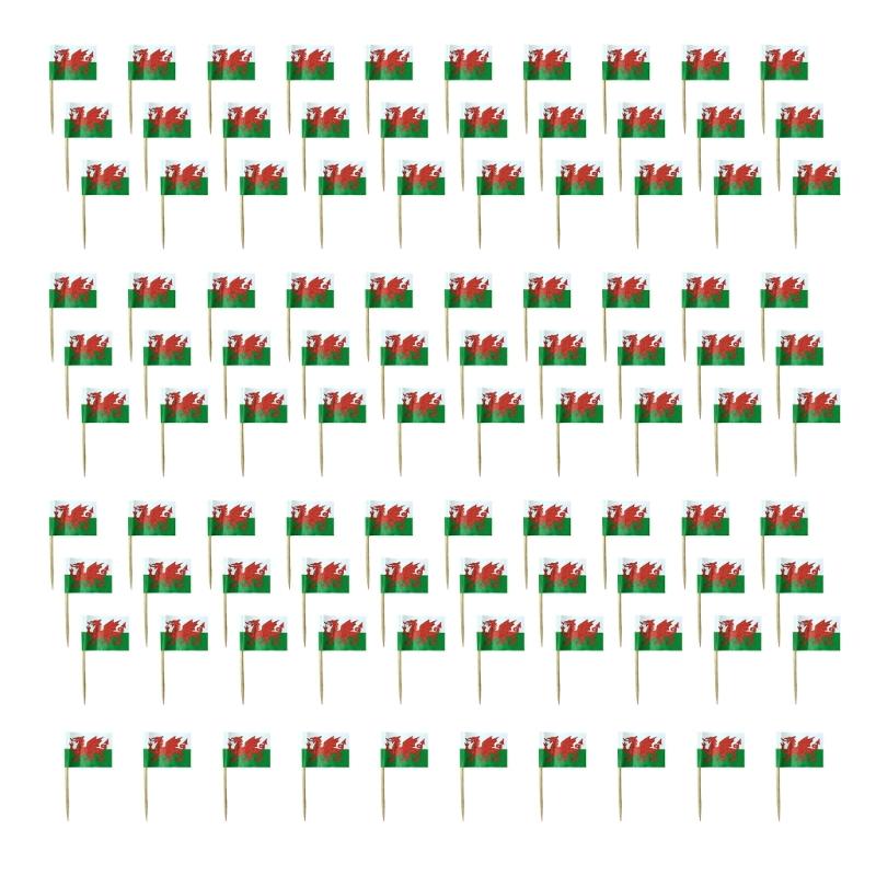 100Pcs Multicolor International Flag Toothpicks Cupcake Picks Cake Top Ornament For Desserts Display Festival Decoration