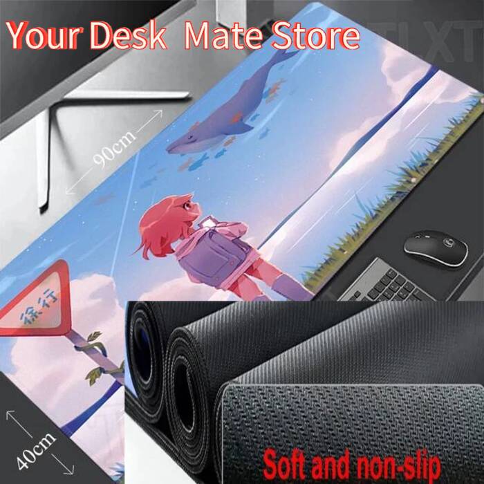 Gamer Mousepad Whale Anime Mouse Pad Large Mouse Mat Natural Rubber Desk Rug Office PC Desk Mats Design Mousepads 40x90cm