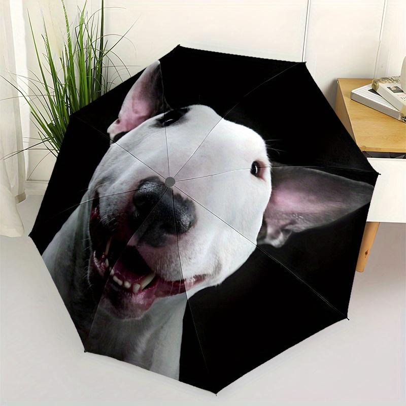 

Automatic Open/Close Umbrella with Cute White Dog Face Design - Compact Travel Umbrella, Windproof 8-Rib Frame, Lightweight & Iron&8K