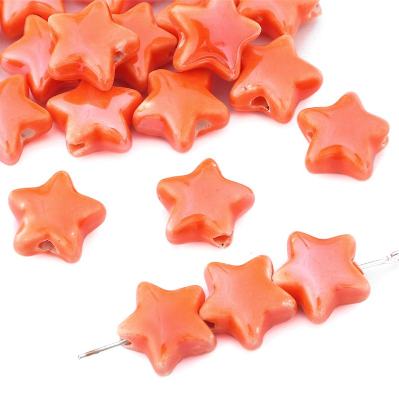 10pcs/Bag 14mm Handmade Colorful Star Ceramic Beads Mixed Five-pointed Star Porcelain Spacer Beads For Necklace Bracelet DIY Jewelry Craft Making