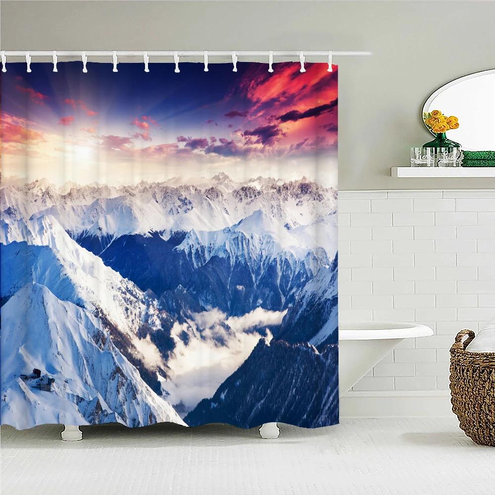 Bathroom Shower Curtain 3D Nature Forest Landscape Print Polyester Waterproof Curtain Home Decoration Curtain with Hook 180x200