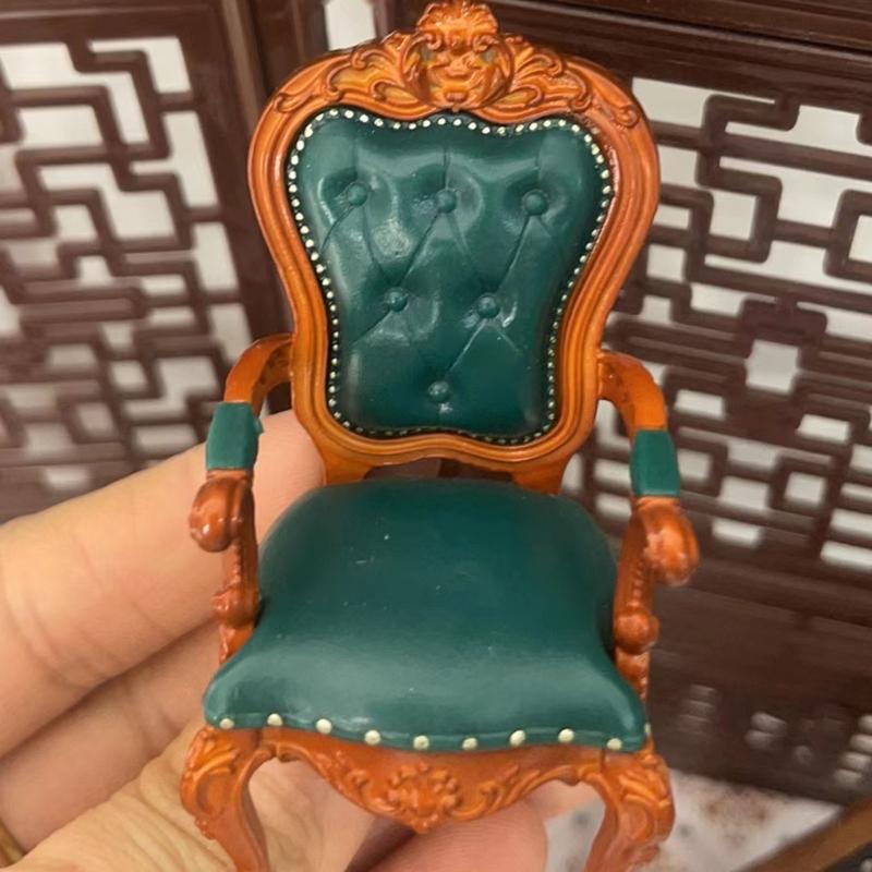 Vintage Chair Toy Figure Model Realistic Vintage Realistic Doll House Pretend Girls Gift Realistic Victorian Chair