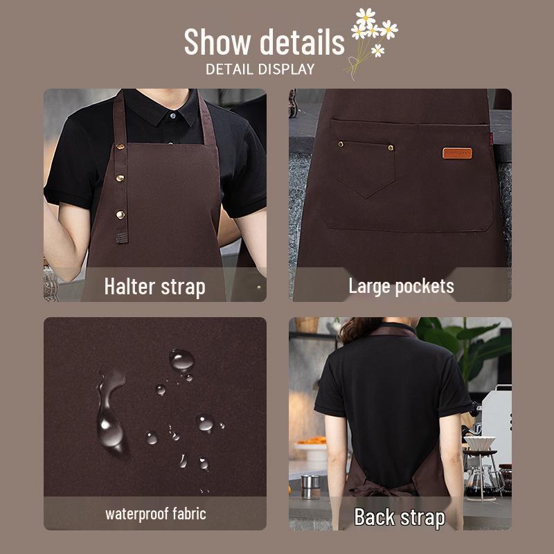 New Style Waterproof Three-Button Halter Apron with Custom Logo - Ideal for Catering, Gifts, and Advertising