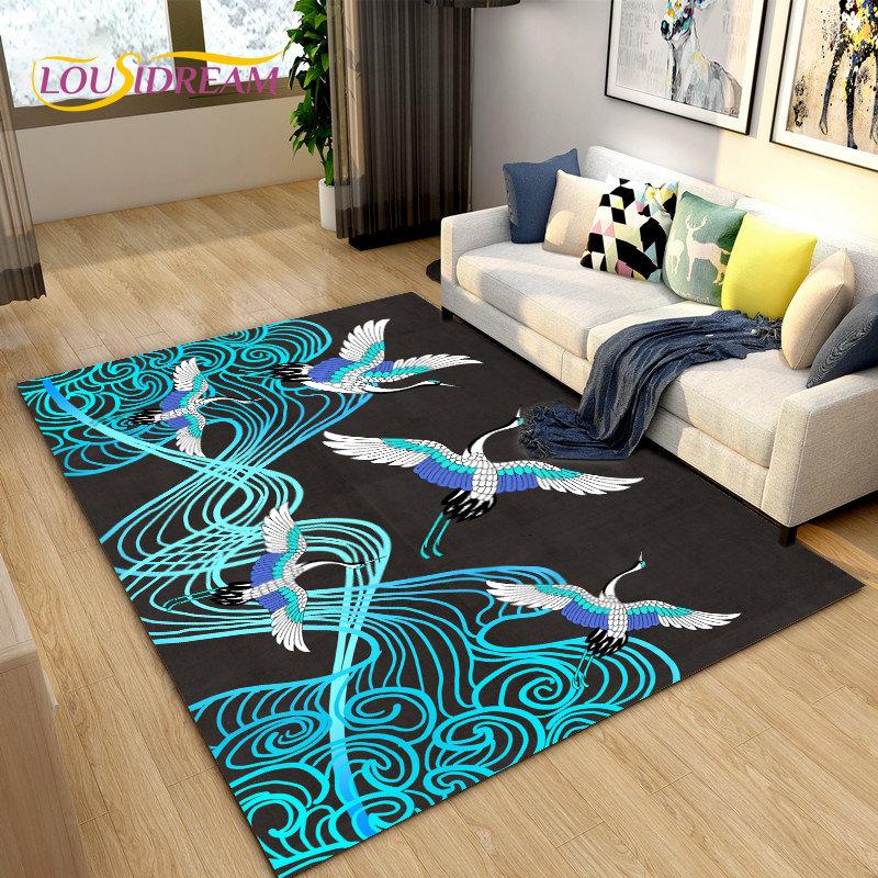 3D Classical Chinese Style Area Rug Large,Carpet Rug for Living Bedroom Sofa Doormat Decoration,Children Play Non-slip Floor Mat