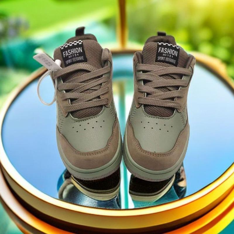 Braune und grüne Retro-Board-Schuhe Nische Kontrastfarben-Trend Hongkong-Flair Freizeit-Sport Skateboard-Schuhe