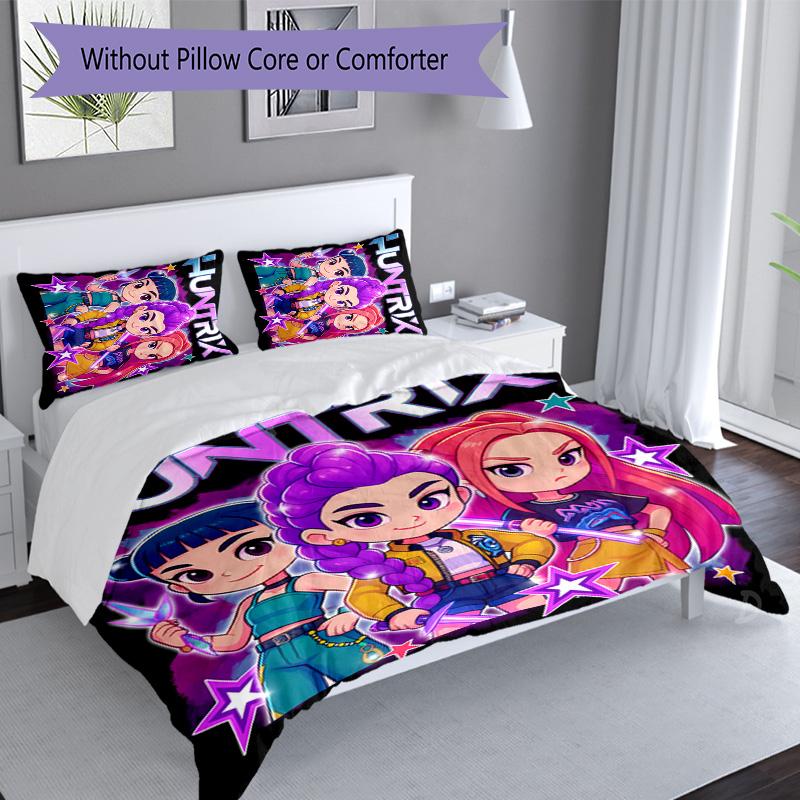 3pcs Kpop Hunter12 pattern bedding set duvet cover set includes duvet cover &pillowcases, perfect all season bedroom decoration & gift