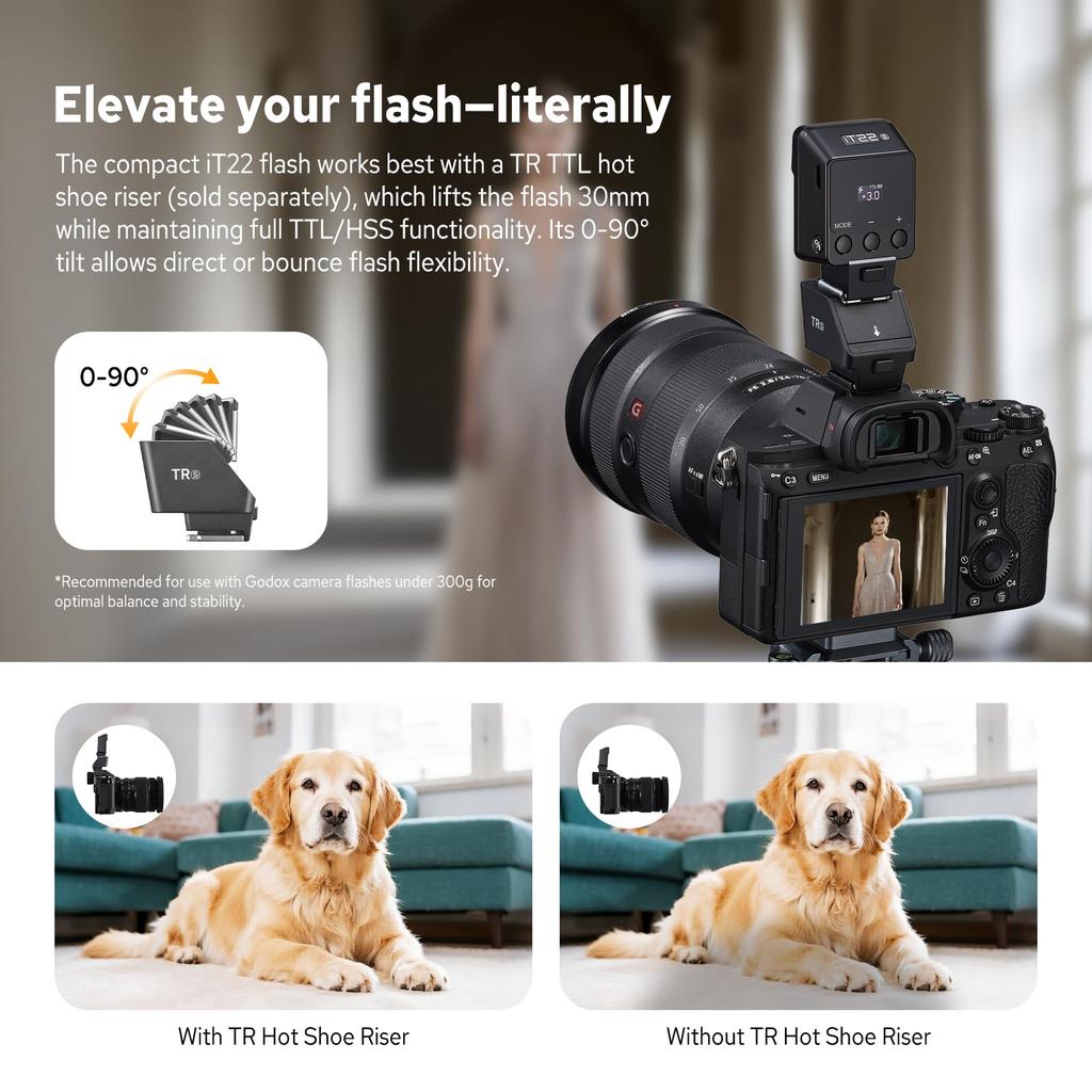 Godox TTL Mini Flash Camera Flash for Sony Intuitive Recycle Approximately 700 Flashes At Full Compact Black iT22-S Cameras Display, 1.5-second Time,