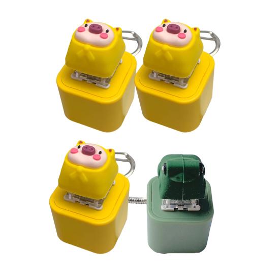 2Pcs Pig Keyboard Fidget Toy with Sound Light Stress Anxiety Relief Rechargeable Frog Keyboard Clicker Keychain Decompression Button Sensory Toy