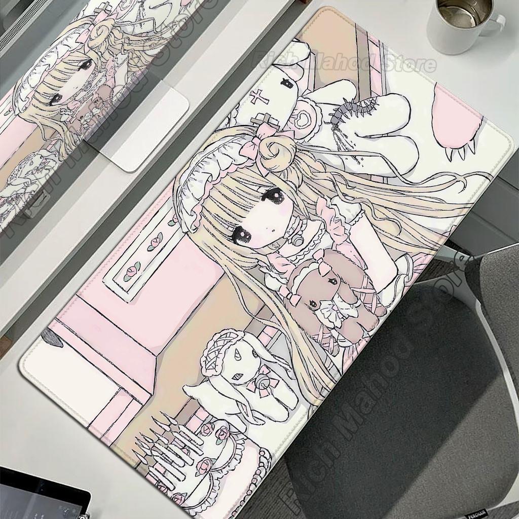Anime Roztomilé Andělské Dívky Podložka pod Myš Herní Rozšířená Podložka na Stůl pro Notebook PC Kawaii Herní Skříňka Podložka pod Myš XXL Koberec pod Klávesnici Růžový Koberec