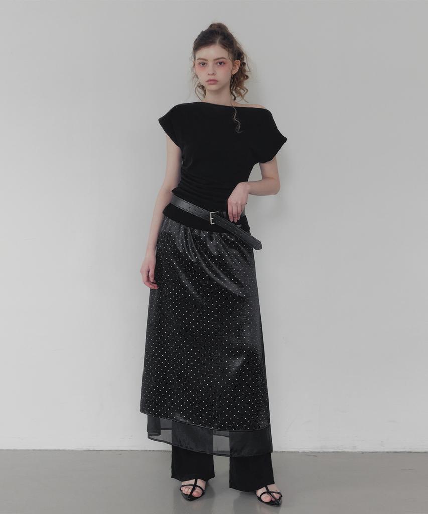 Teuwi One-Off Shirred Asymmetrical T-Shirt (Belt Set)