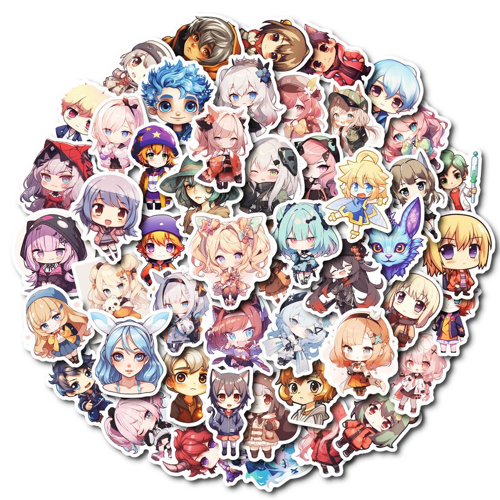 50 Cute Hand-Drawn Cartoon Girls Graffiti Stickers Decorating Luggage Helmet Skateboard Ice