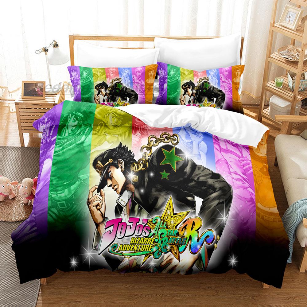 

JoJo Bizarre Bedding Set Single Twin Full Queen King Size Bed Set Aldult Kid Bedroom Duvetcover Set 3D Print Anime Bed Set EU Single(135x200cm)