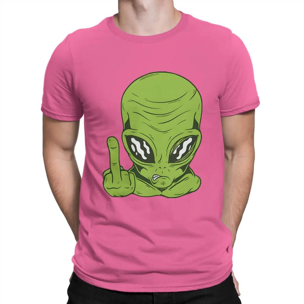 Angry Alien Head Flipping The Bird Middle Finger Men T Shirts Resident Alien Amazing Tees Short Sleeve O Neck T-Shirts Cotton