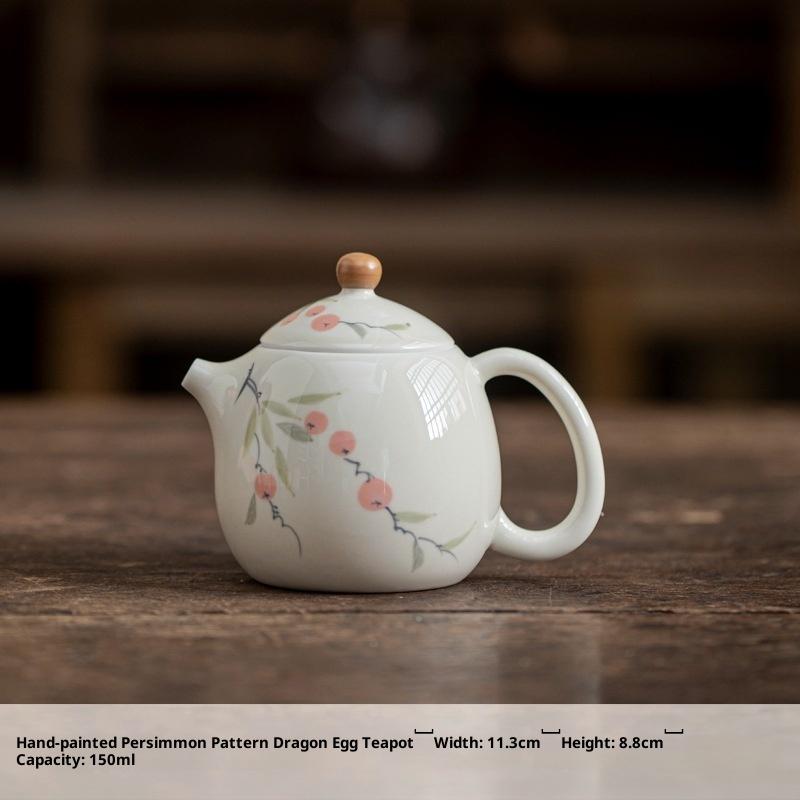 

Hand-painted Persimmon Teapot for One Person High-end for Home Kung Fu Tea Set Ceramic Filter Teapot Tea Infuser Tea Kettle