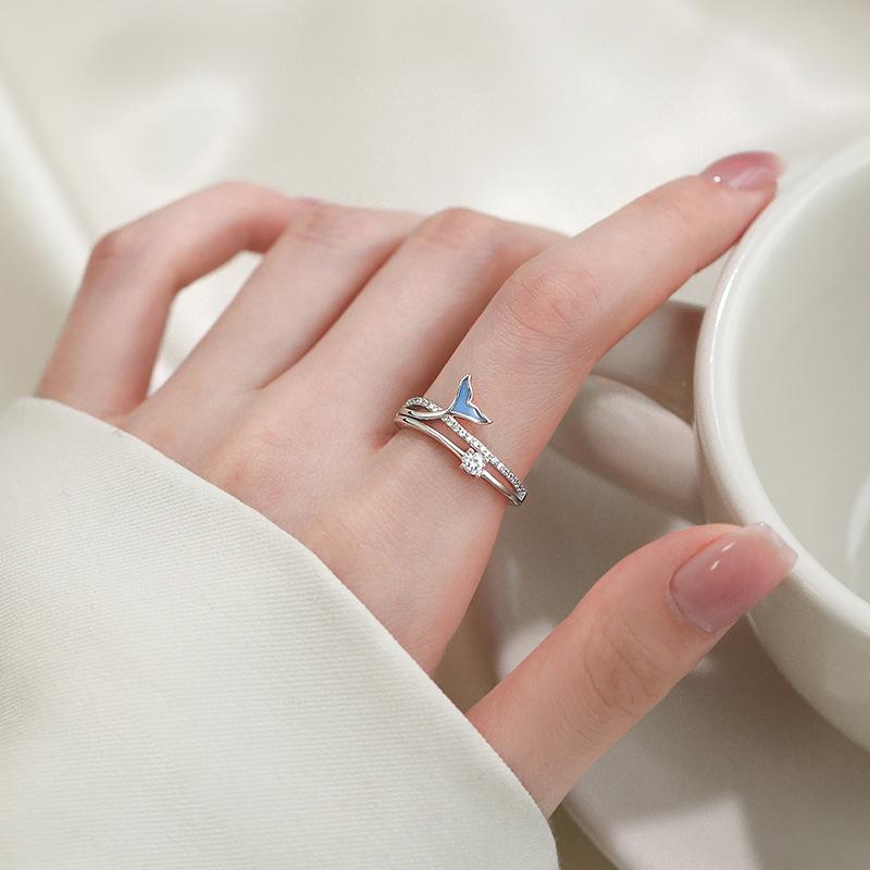 VENTFILLE 925 Sterling Silver Moon Tassel Opening Female Fashion Ins Ring Dropship Wholesale