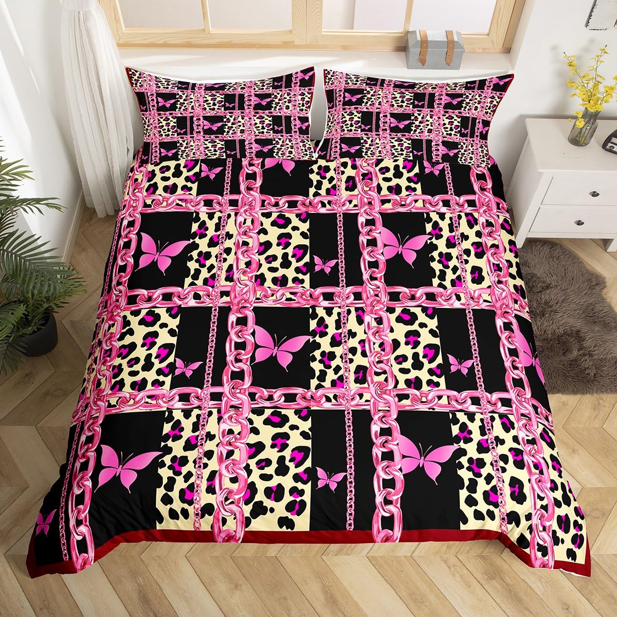

Luxury Gold Chain Print Lightweight Down Duvet Cover Set Queen Size Luxury Bedding Set Microfiber Nordic Style Quilt Cover 3 Pcs EU Single(135x200cm)