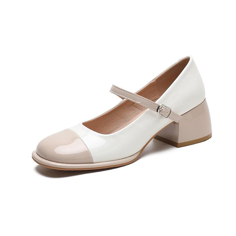 

Кожаные балетки для женской обуви Хуэйчжоу Su Yinyin однотонные туфли-лодочки женские весенние новые корейская версия на высоком каблуке 40 абрикосовый