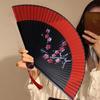 Chinese Style Tassel Folding Fan Exquisite Kimono Fan Blossom Printing Folded Fan  Home Decoration