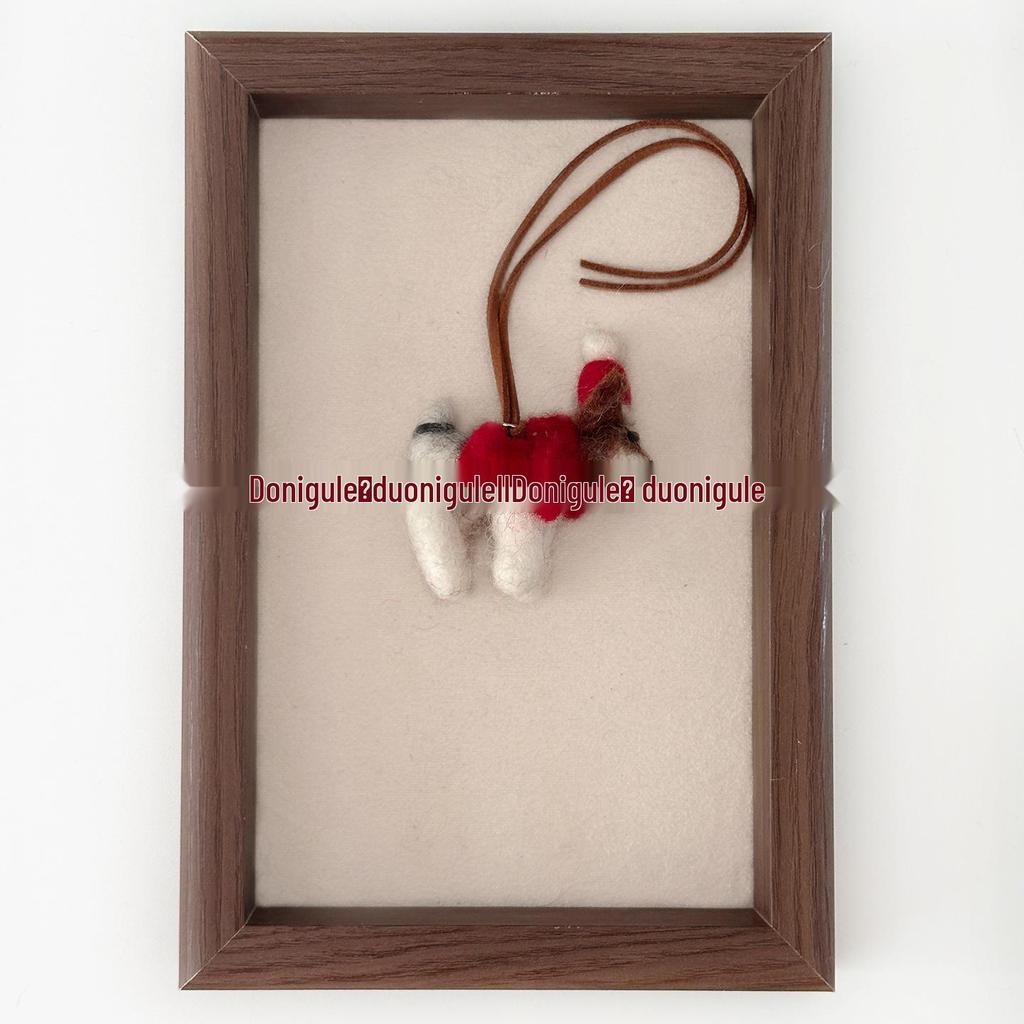 Nepal Handmade Wool Felt Puppy Ornament - Christmas Hat Bag Charm Keychain & Car Decoration Gift