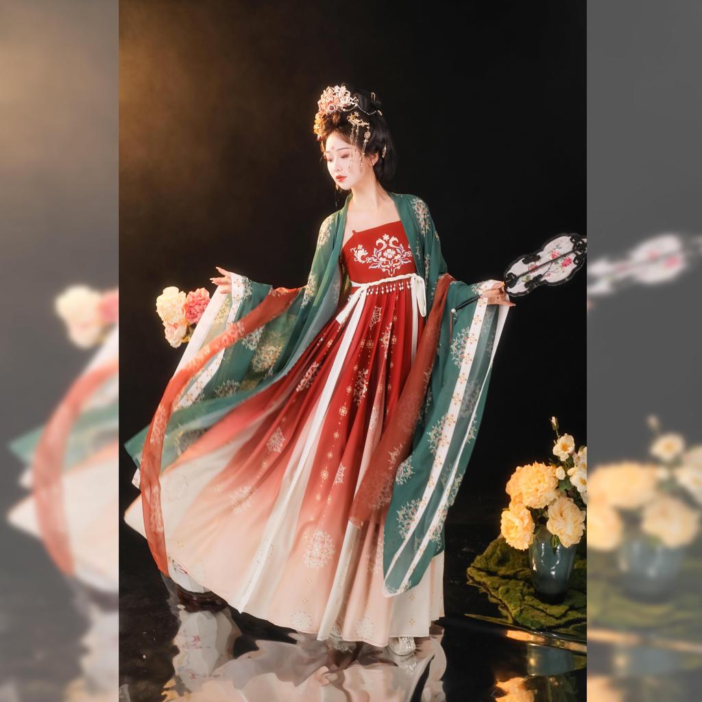 Китайский стиль династии Тан, платье HE ZI, женский костюм Hanfu, повседневный костюм с вышивкой