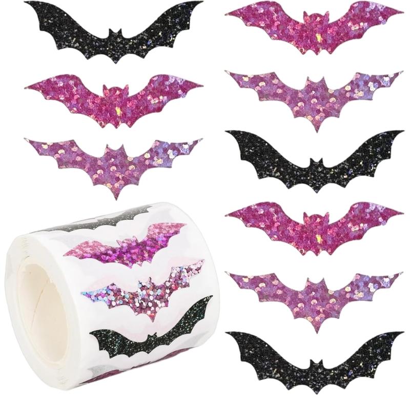 500Pieces Glittering Bats Sticker for Seal Envelope Card Scrapbooking Adhesive Seal Sticker Wrapping Label for Packaging