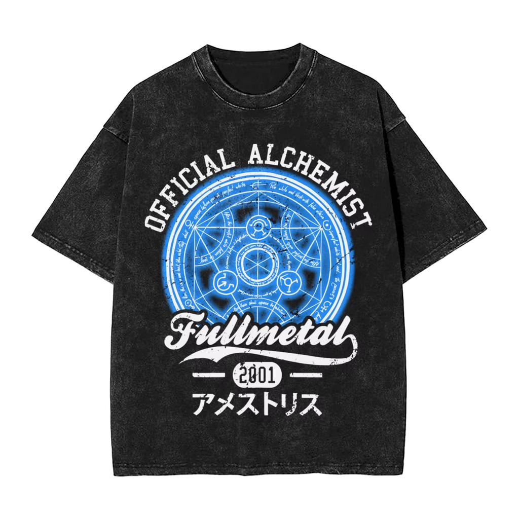 Anime Fullmetal Alchemist Edward Elric Stampa Grafica Uomo Donna Maglietta Manga Retro Lavata Oversize Girocollo Cotone Top Moda Harajuku Estate Nuova T-shirt
