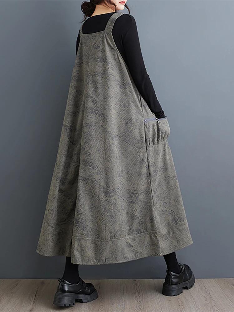 Xitao Zipper Pocket Spaghetti Strap Dresses LJ1014