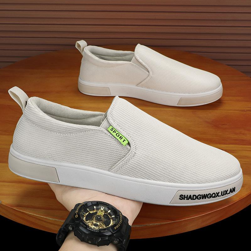 

Men s shoes summer new breathable canvas shoes casual lazy non-slip sports casual shoes 44 бежевый