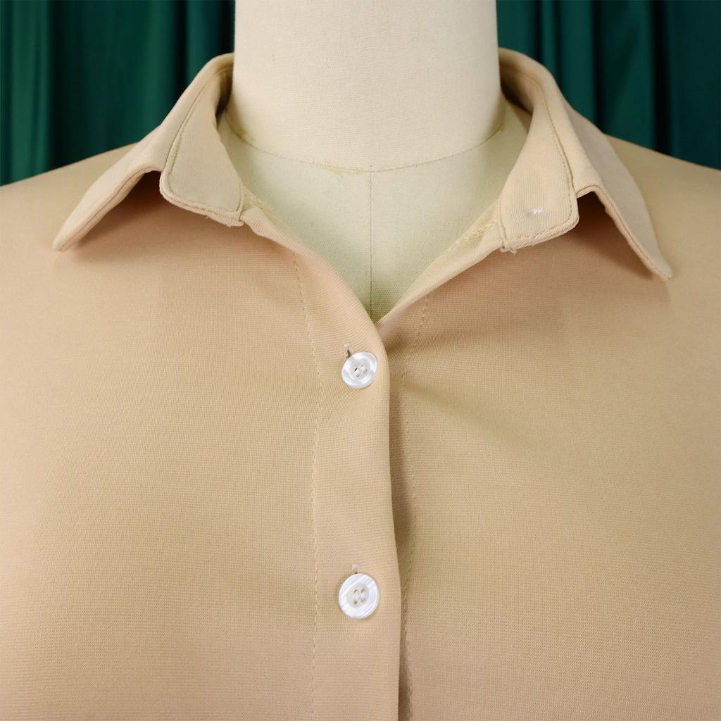 Dámská košile kalhoty plus size móda temperament klopa košile s vysokým pasem rozšířené kalhoty dvoudílný set