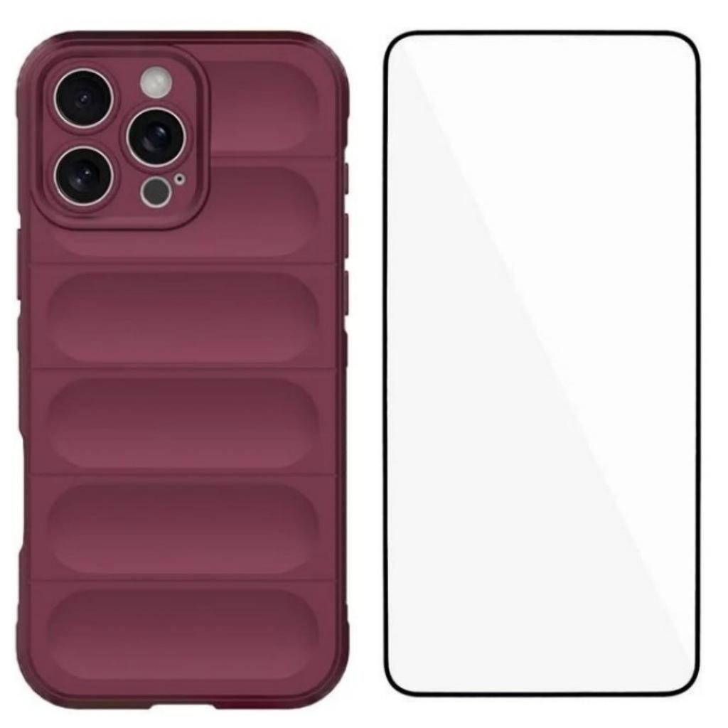 For iPhone 16 Pro Max TPU Case WANLONFENG HD Series Anti Slip Phone Cover with Tempered Glass