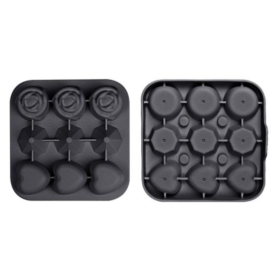 Silicone Ice Cube Tray with Lid Whiskey Diamonds Heart Rose