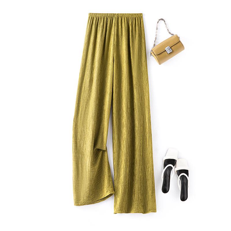 

Женские летние брюки широкого покроя со складками Ice Silk Yamamoto — дышащие и стильные. L (up to 140 lbs)