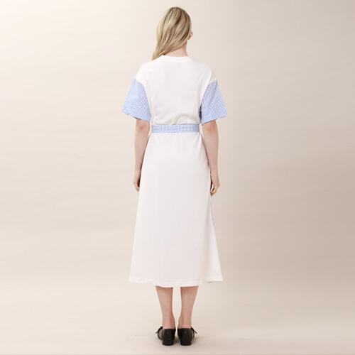 Bunderghost Color-Blocked Overskirt Long Dress (White Ivory)