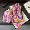 27.6inch Colorful Print Square Scarf Simulated Silk Neck Scarf Mature Style Professional Versatile Small Scarf