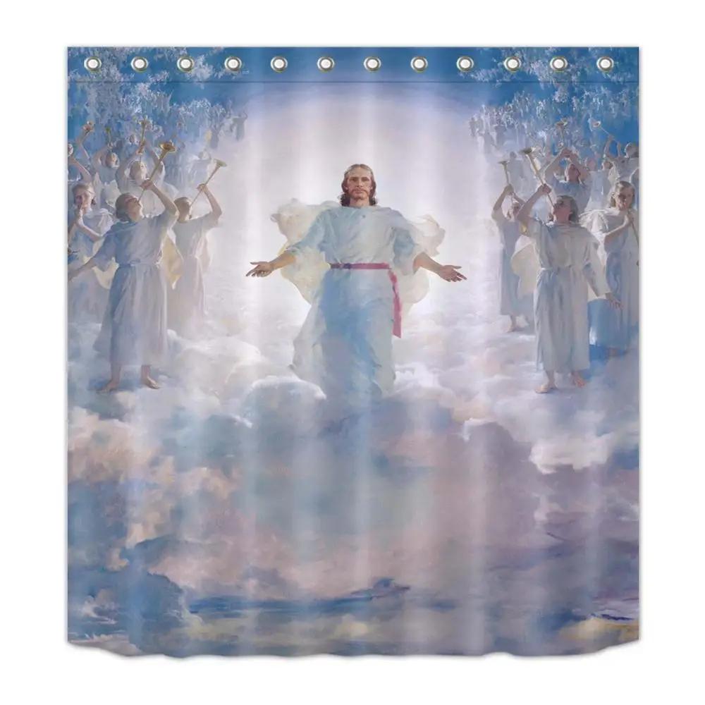 Jesus And His Disciples Shower Curtain Bible Stories Bathroom Waterproof Mildew Resistant Polyester Fabric For Bathtub Decor