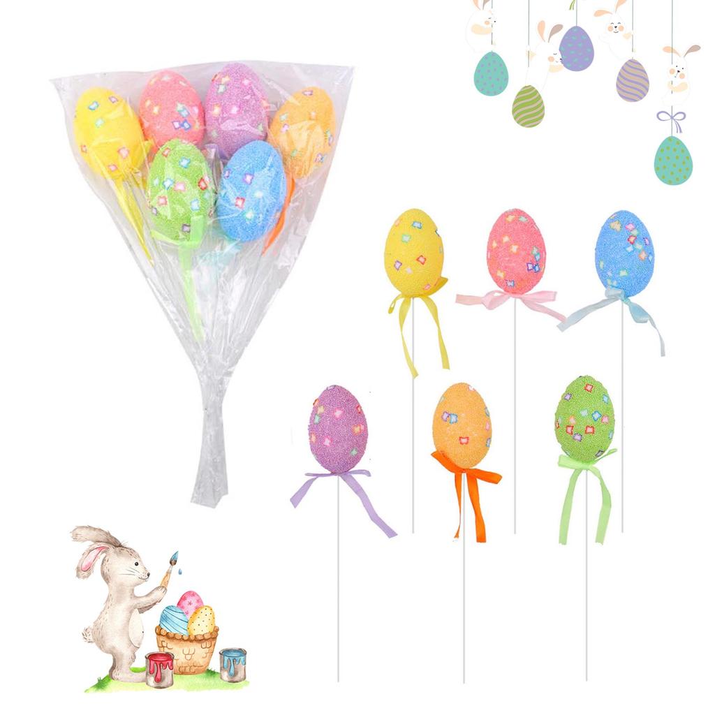 Colorful Easter Egg Picks Set Decorative Pastel Speckled Easter Egg Stems Suitable for Vibrant Holiday Atmosphere
