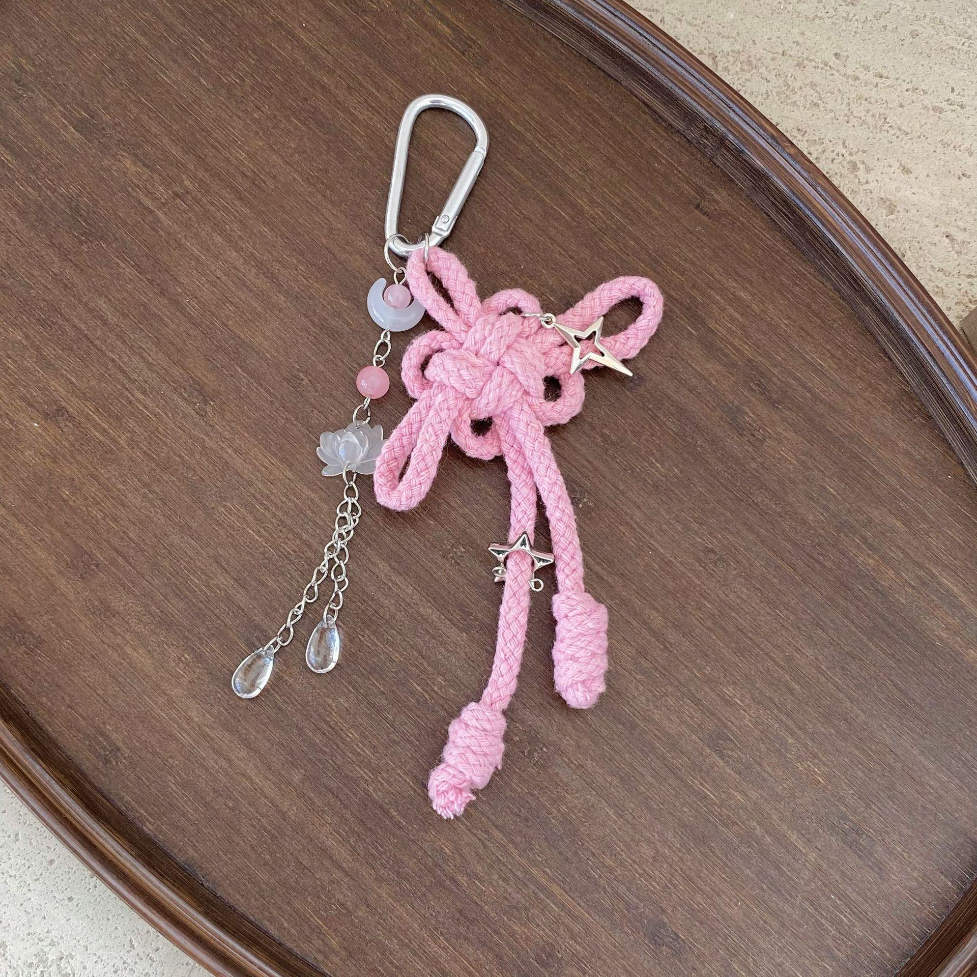 

1 шт. Підвіска Руї в китайському стилі Ручна плетіна нейлонова мотузка Китайський вузол Брелок для ключів Прикраса для підвішування на сумку Чоловічий брелок для ключів автомобіля рожевий