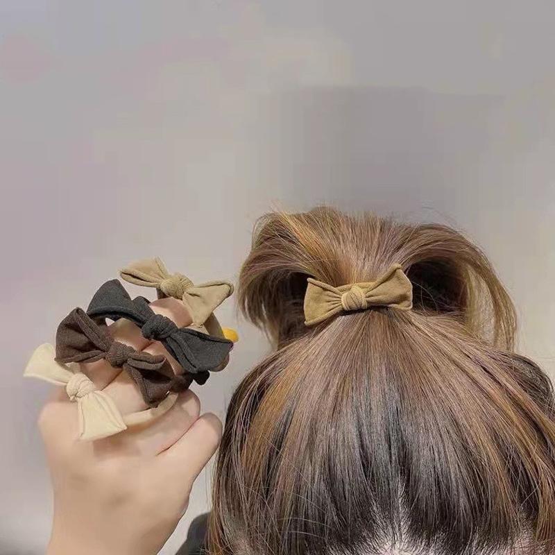 10PCS Brown/Black/White Bow Knot Hair Bands For Women 5 Color Girls Ponytail Holder Hair Ties Fashion Hiar Accessories 2021 New