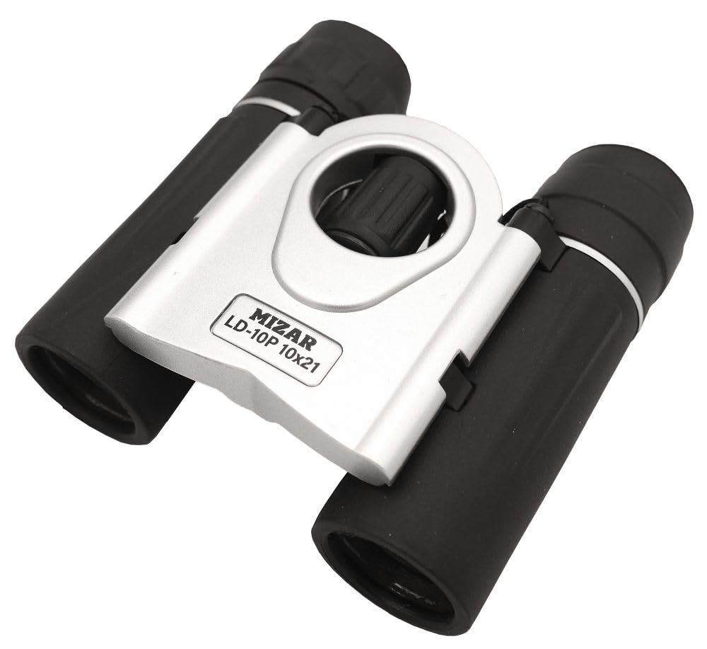 MIZAR-TEC Binoculars, 10x Magnification, for Live and Sports, Multi-Coated Roof Prism, Includes Pouch, Lens Cloth, and Strap, Black
