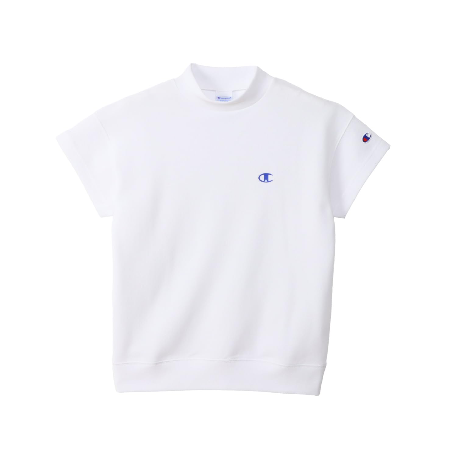 

Champion TECH Short Sleeve Mock Neck Shirt UV Logo Print WEAVE® (W-BG306-010-M), Heat-Shielding, Protection, Quick-Drying, One-Point белый