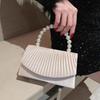 Beige Pleated Handbag Women Pearl Handle Flap Shoulder Bag Ladies Elegant Fashion Banquet Desiqner Luxury Crossbody Bag 2025 New